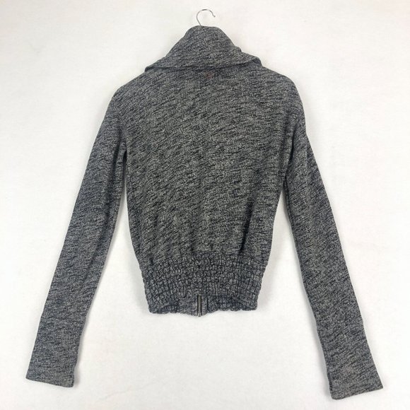 Levi's Women's Size Small Grey Full Zip Long Sleeve Knit Smocked Sweater Jacket - Picture 9 of 11